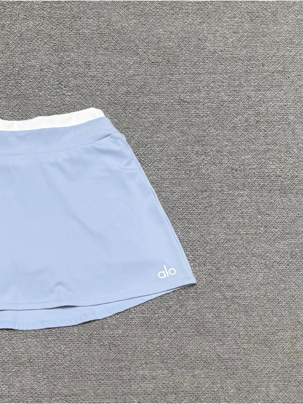 ALO Yoga Light Blue Skater Skirt with White Elastic Waistband